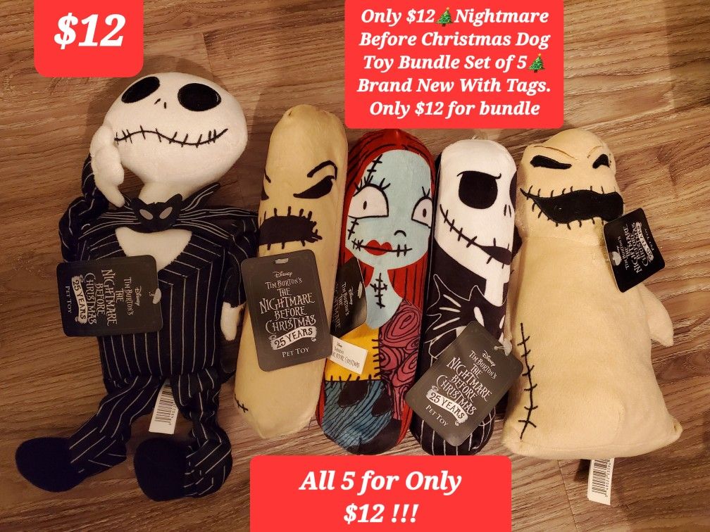 Only $12🎄Nightmare Before Christmas Dog Toy Bundle Set of 5🎄Brand New With Tags. Only $12 for bundle