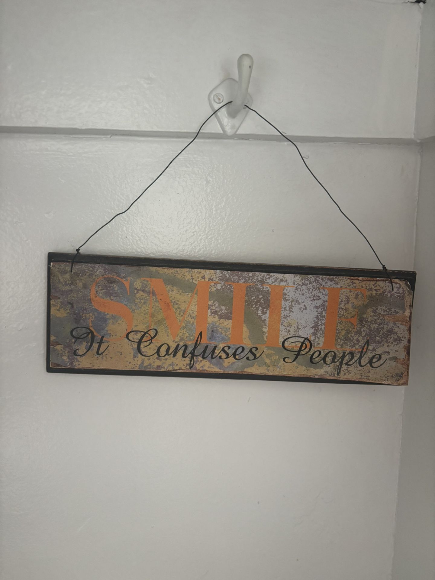 Smile It Confuses People Wooden Sign