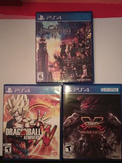 20$ Each PS4 Games Kingdom Hearts lll Dragon Ball Xenoverse Street Fighter V Arcade Edition