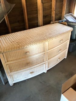 White wicker dresser