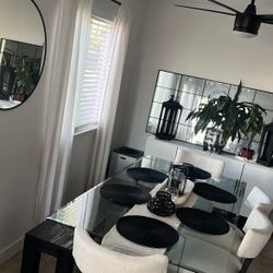 Mid Century Glass Dining Table 