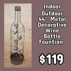 NEW Indoor Outdoor 44" Metal Decorative Wine Bottle Fountain : njft