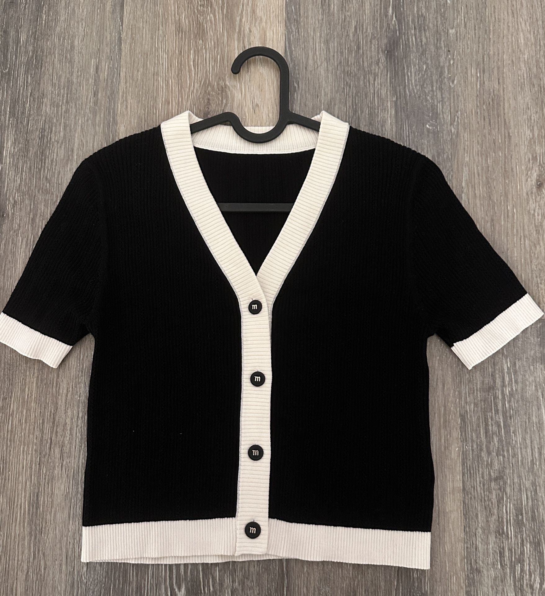 Black and white knit cardigan