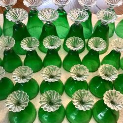 29 Piece Set Emerald Green Drink-ware Anchor Hocking Glassware Boopie Swirl Pattern Magnificent 
