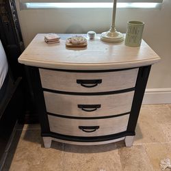 Wood, nightstands, cream, and black