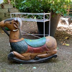 Heavy, solid wood, rocking goat