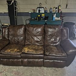 Slightly Used Leather Couch, Dual Recliner 