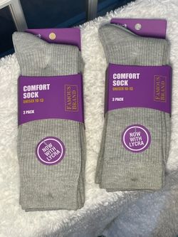 6 Pairs Unisex Comfort Crew Boot Socks Size 10-13 Light Gray Cotton Blend Lycra