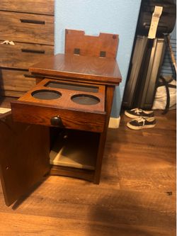 Side Table with USB Ports, Drawer, Cup Holders