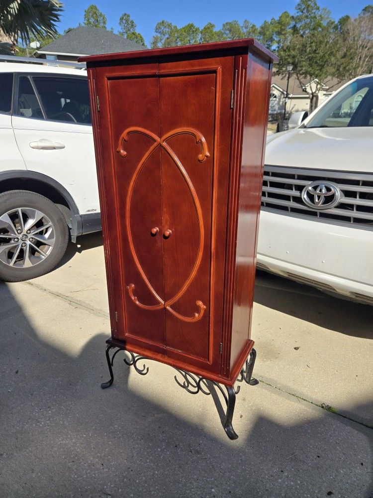 Wood Cabinet Armoire On Metal Base