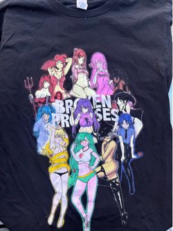Broken Promises Shirt Mens Small Black Anime Graphic Tee