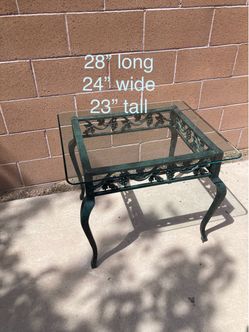 Wrought Iron Glass Top Side Table