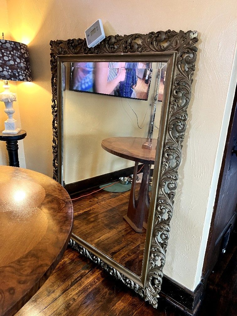 Large Antique Gold Gilt Mirror Wood Frame