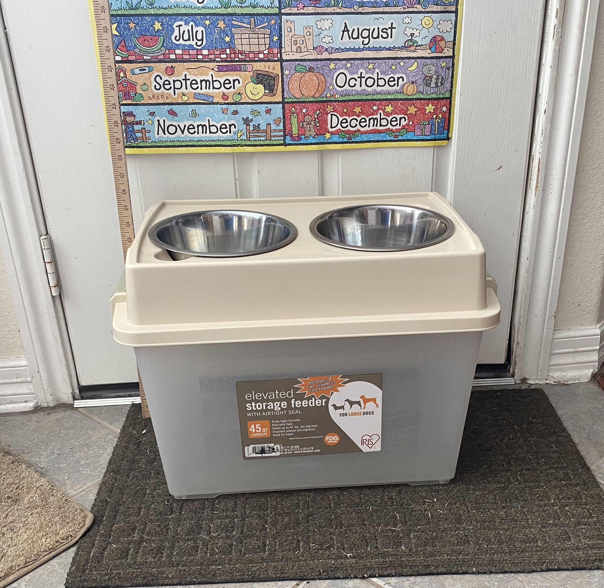45 qt Large dog elevated feeder with bowls (Cypress 77429)
