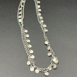 Silver Discs Three Layer Necklace