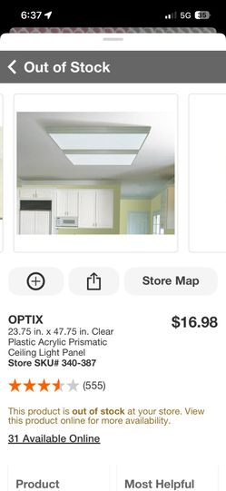 Plastic Acrylic Ceiling light Panel- See pics for measurements