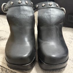 Harley Davidson black leather wedges size 6