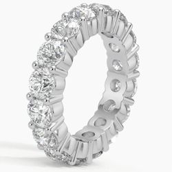 Women's 14K White Gold 4.50 CT Total Weight Round Diamonds 5.0 GR Eternity Band. (Size: 6.5)
