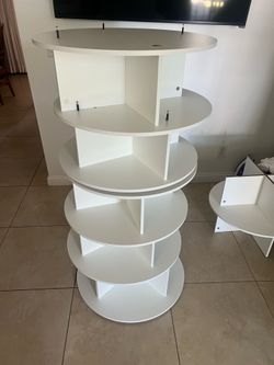 White circular shelves