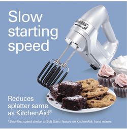 Hamilton Beach Professional 7-Speed Electric Hand Mixer, with SoftScrape Beaters, Whisk, Dough Hooks & Case, Silver