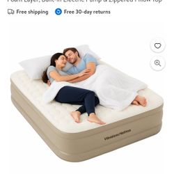 Pillow Top Air Mattress Built In Pump... New In Box