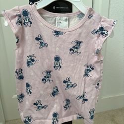 Uniqlo baby pink Mickey mouse short sleeve top baby girl shirt infant girl tee mini t shirt size 18-24M Comes from pet free smoke free home washed w d