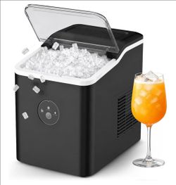 Nugget Ice Maker Countertop, Pebble Ice Maker in 6 Mins,26.5 LBS/Day, Self-Cleaning, FLASHCHILL™, Compact Portable Design, Ice Machine for Home, Kitch
