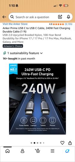 Anker 1ft IPhone Charger