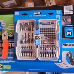 HART 68-Piece Impact Driver Bit Set with Storage Case, Torsion Zone