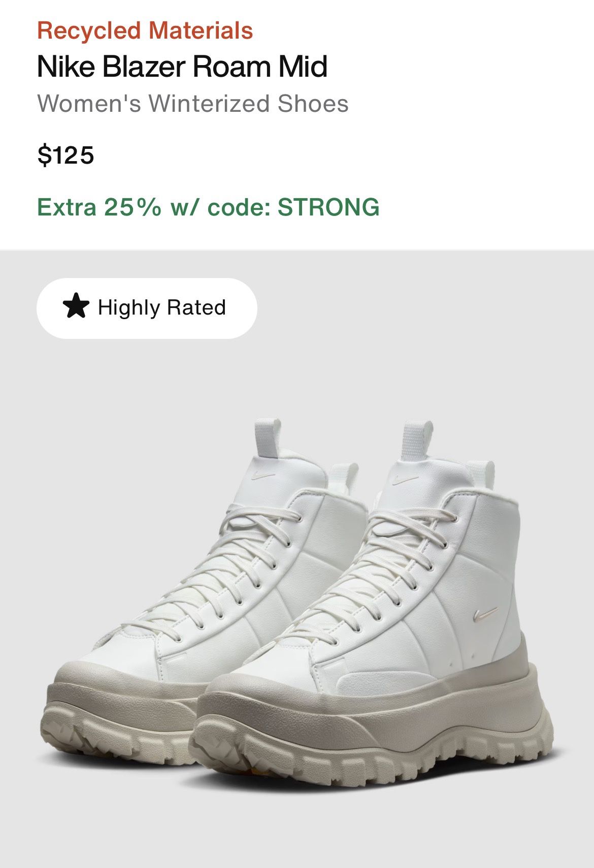 New In Box Nike White Blazer Roam Phantom Sneakers High Top Size 7.5