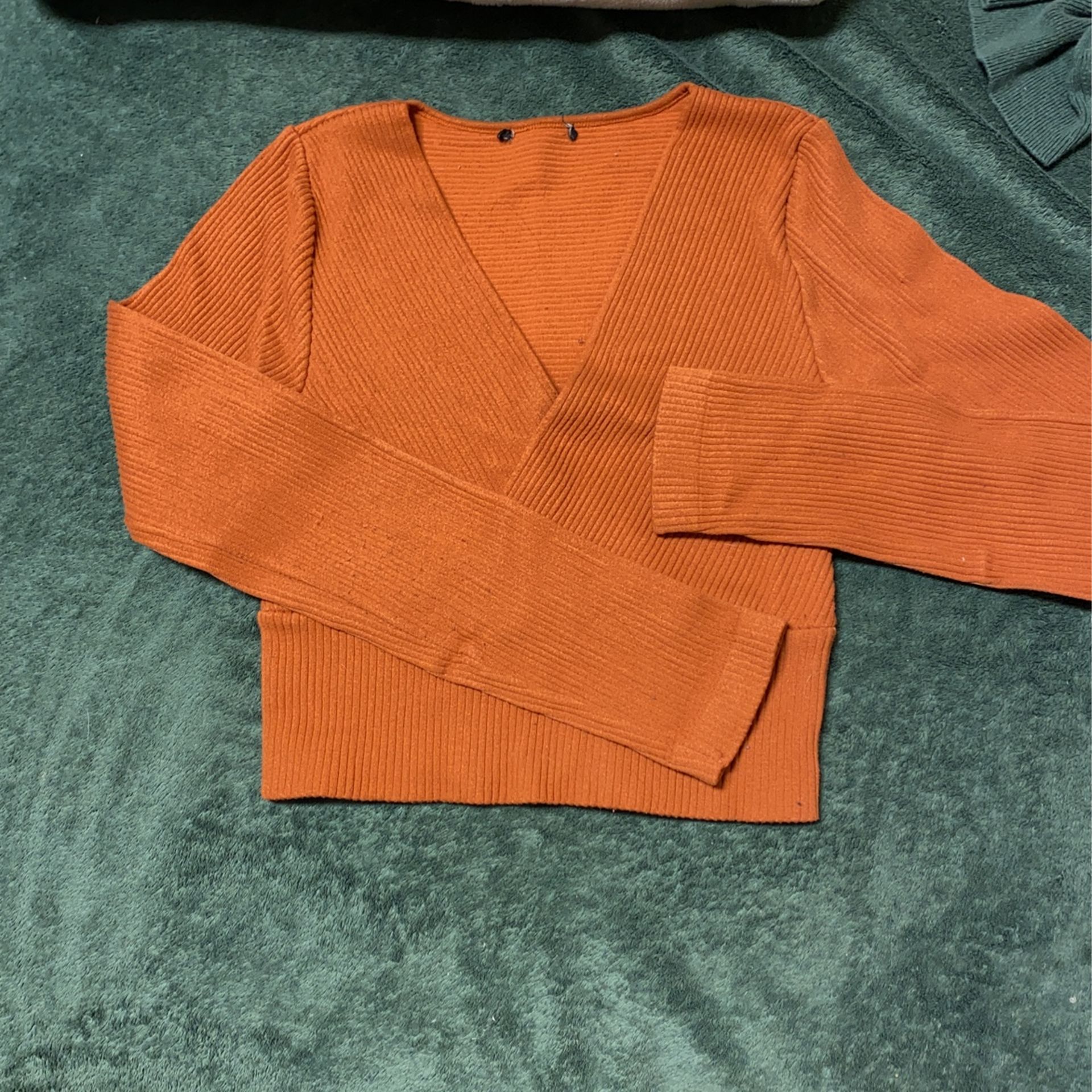 orange long sleeve blouse