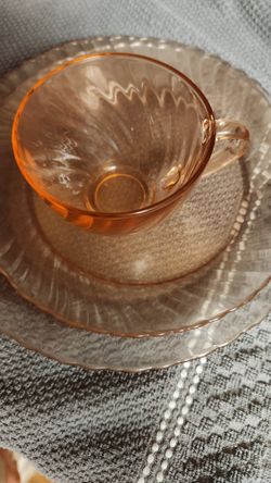 Pink Swirl Luminarc Depression Glass Vintage  $125