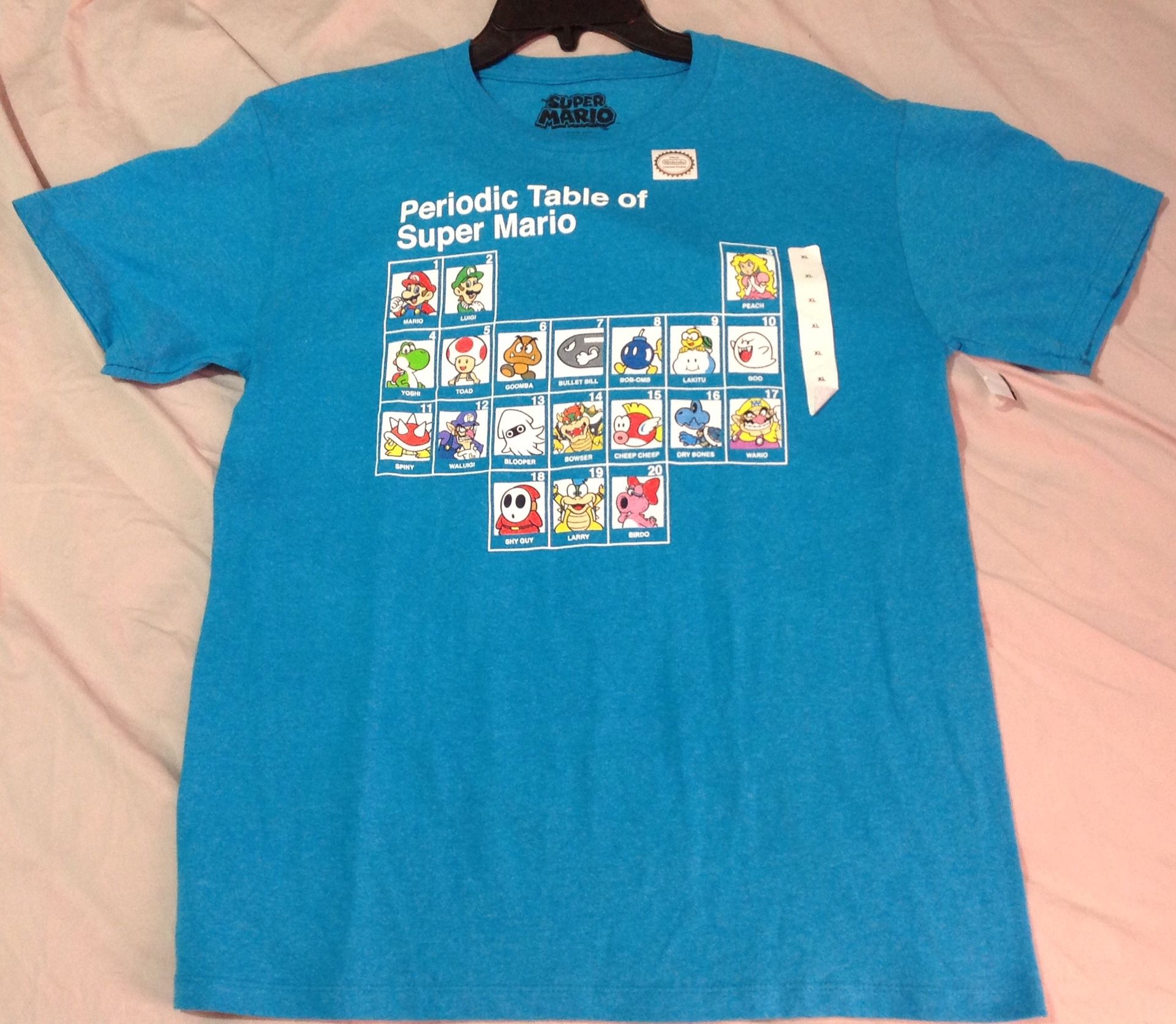 Super mario t shirt Teens SIZE XL Periodic Table Of Super Mario