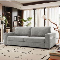 A Couch for Living Room, Modern Comfy Sofa with Medium Firm Seat Cushion, Removable Cover,Wide Armrest,USB/Type-C Port,Chenille Fabric Couches for Sma