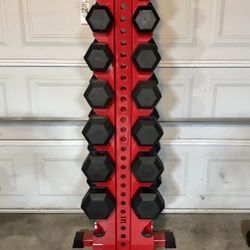 Dumbbell Weights With Heavy Duty Dumbbell Rack FREE WEIGHT BENCH 