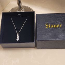 Stauer Diamond Aura 3 Stone Classique Pendant and Necklace 