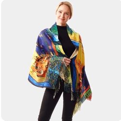 Cafe Terrace at Night by Vincent Van Gogh Painting Printed Scarf