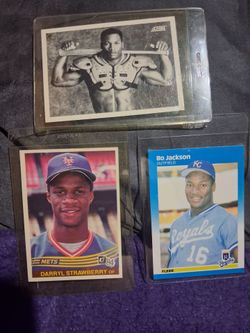 Darryl Strawberry rookie 1984 donruss baseball card  and Bo Jackson cards