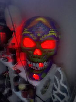 Large Size Painted Skull With Red Light