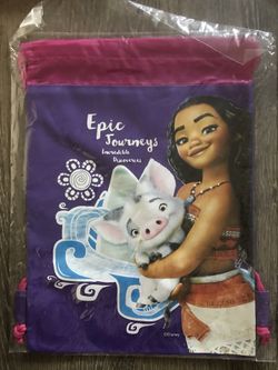 Disney MOANA Purple Drawstring Bag Backpack New