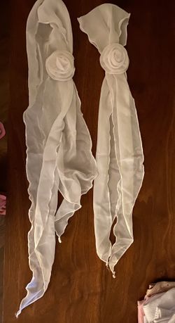 Sheer rose dress ribbon with clip. Includes two.
