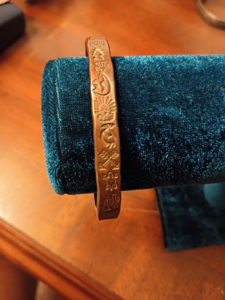 Vintage Simon Yazzie Navajo Solid Copper Bracelet