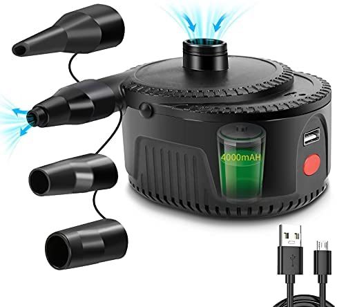NEW! Electric Air Pump Cordless Rechargeable Portable Air Mattress Pump for Quick Inflate Deflate, Camping Inflatable Cushions, Pool Floats, Air Bed, 