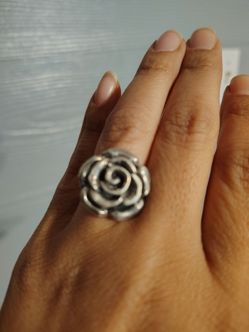 Sterling silver vintage rose ring size 9