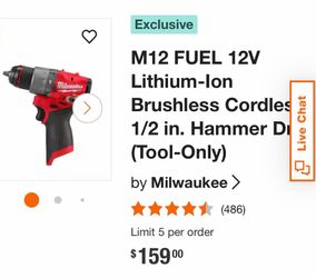 Milwaukee M12 FUEL 1/2inch Hammer Drill + M12 4.0ah Battery