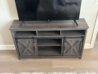 Farmhouse TV stand with power outlet