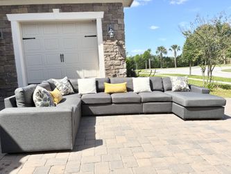 Large U Sectional Sofa grey
