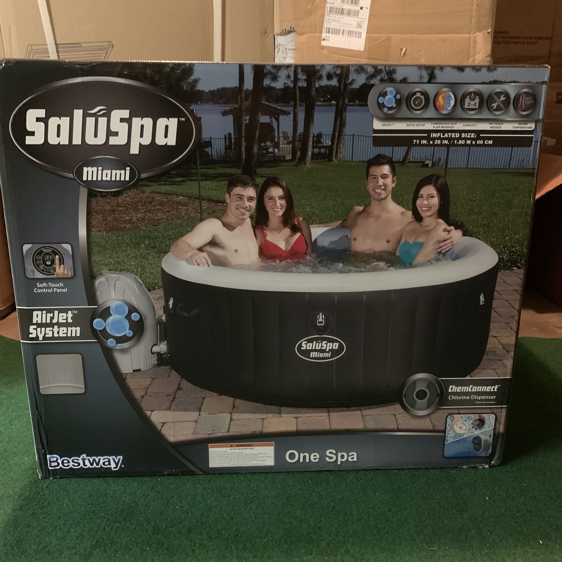 Bestway SaluSpa Miami Inflatable Hot Tub, 4-Person AirJet Spa