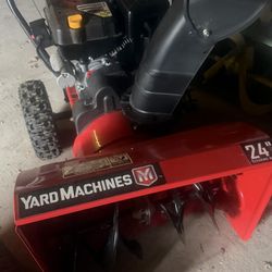 24 Inch Yard Machines Snow Blower. Used Once  Very Clean Tires
