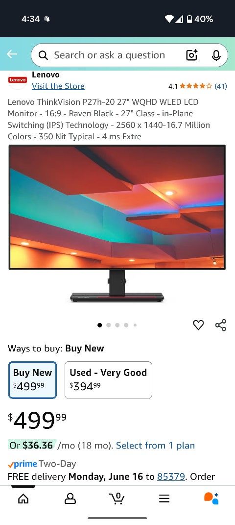 Lenovo ThunkVision P27h-20 Monitor